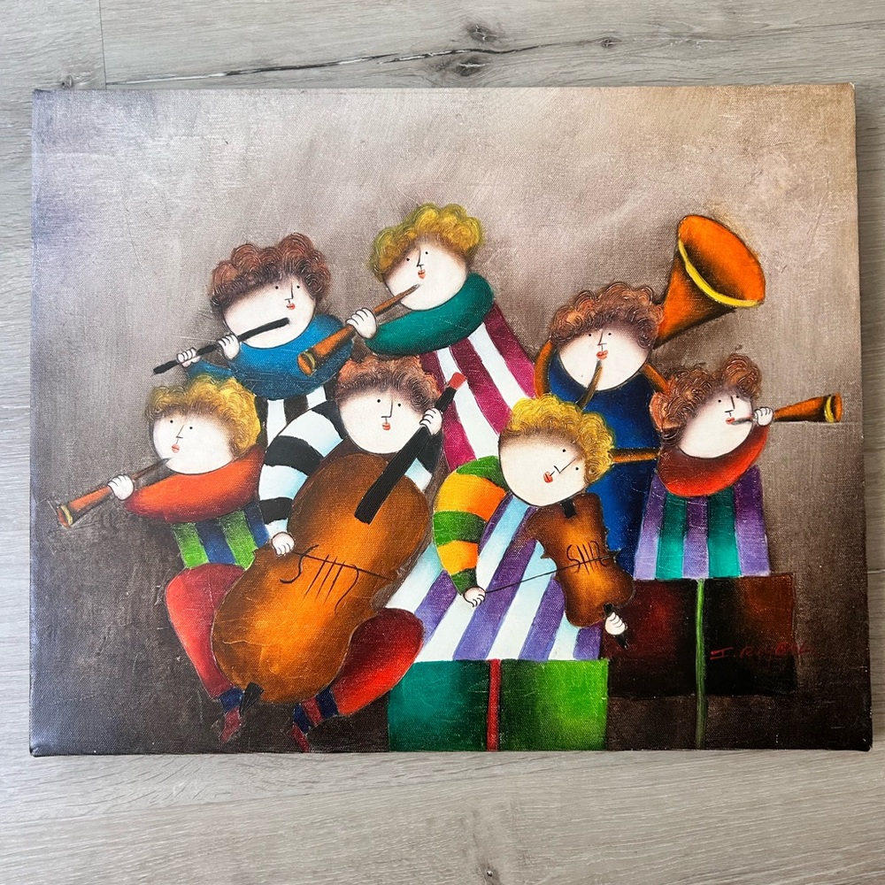 J. Roybal Whimsical Young Musical Band Canvas